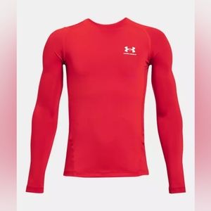Under Armour Boy's HeatGear Red Long Sleeves Armour - YXL - EUC